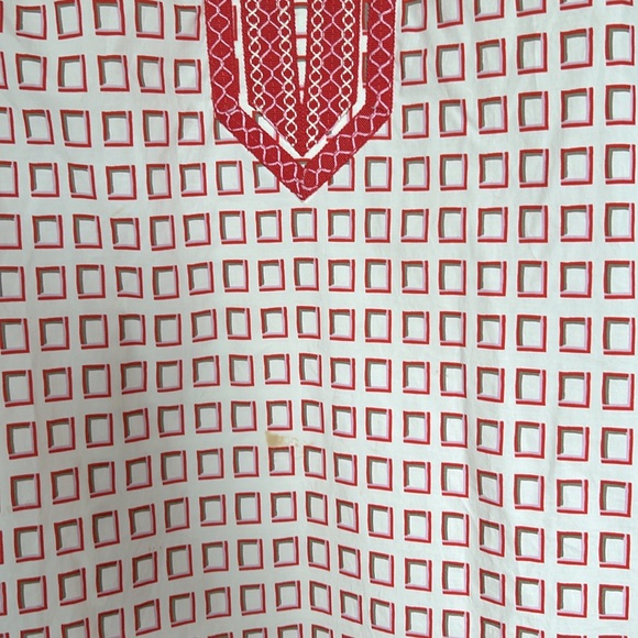 TORY BURCH orange, red, cream square printed mini dress w/3/4 sleeves. Size 2 - Picture 4 of 13